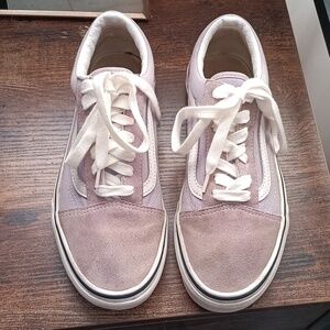 Vans Preloved Women's Light Purple and White Sneakers